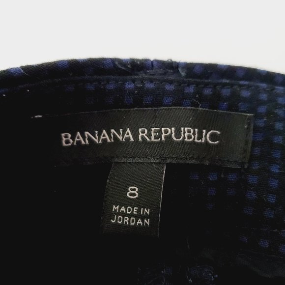 Banana Republic Pants Straight Drape High Rise Tapered Dotted Black Navy 8 - Picture 9 of 14